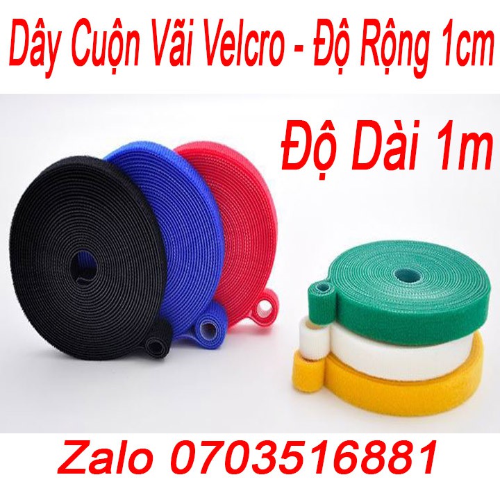 Cuộn Dây Dính Vãi Velcro Độ Rộng 1cm - 1m - đa năng buộc gọn tái sử dụng