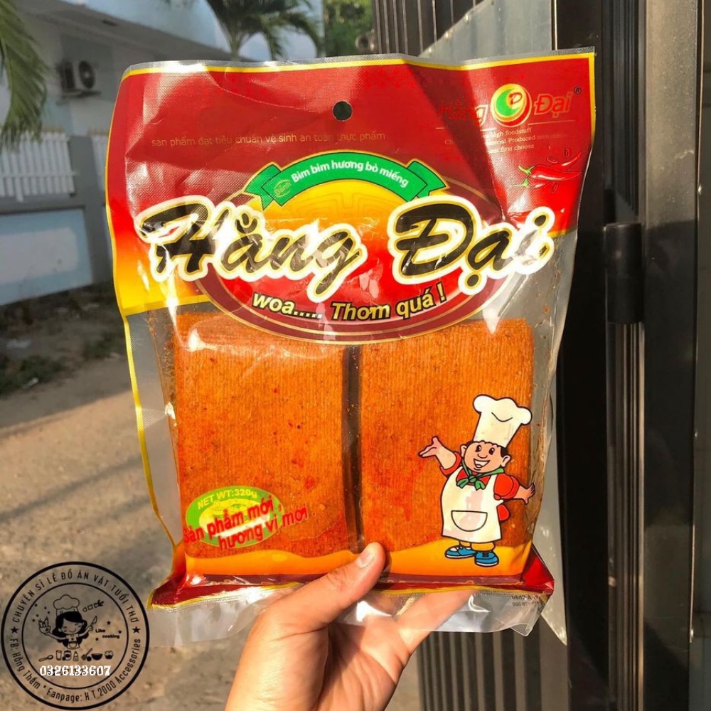 Bim bim cay hương bò miếng Hằng Đại, vị cay vừa phải, mùi bò hấp dẫn.40 miếng ăn thả ga