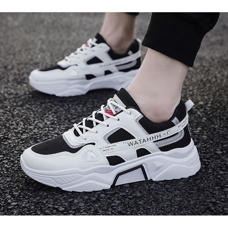 Giày Sneaker Nam WATAH Đế Cách Điệu Cao 3cm Phong Cách Sành Điệu