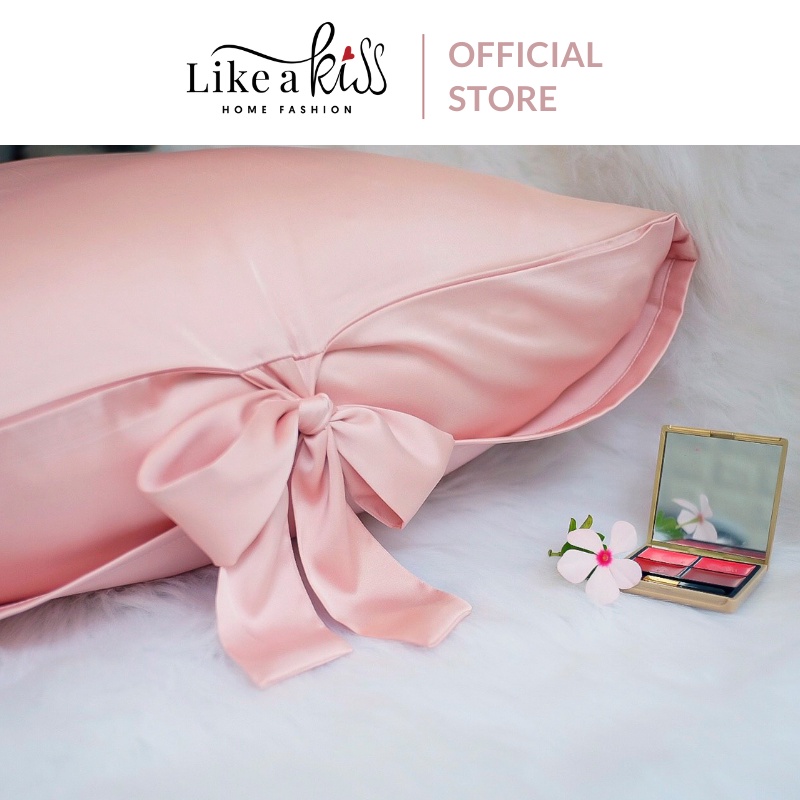 Vỏ gối nằm nơ lụa LIKE A KISS | 40x60cm 50x70cm | 20 Màu, Lụa cao cấp ngừa nếp nhăn và bảo vệ tóc | BigBuy360 - bigbuy360.vn