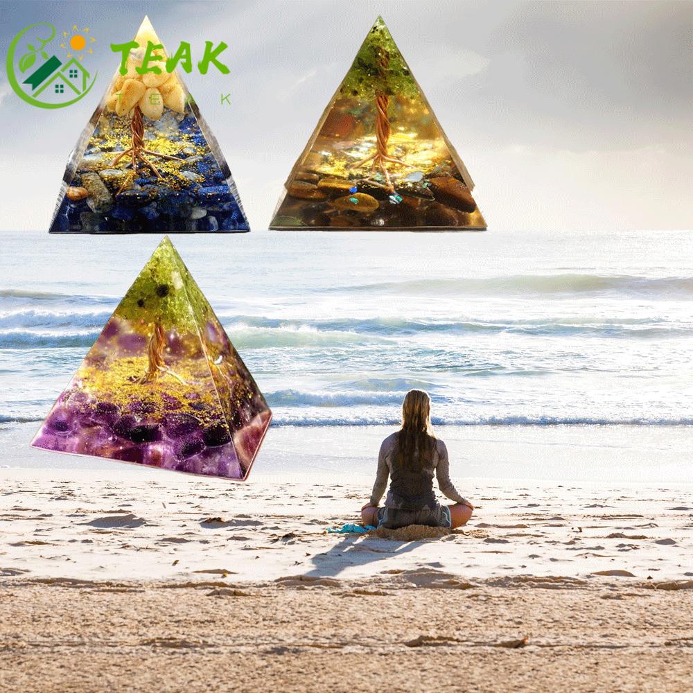 TEAK Gifts for Women Peridot and Sodalite Boost Immune System|Pedestals Orgone Pyramid Chakra|Orgonite EMF Protection Healing Hand Craft Spirtual Things with Obsidian|Positive Energy Generator