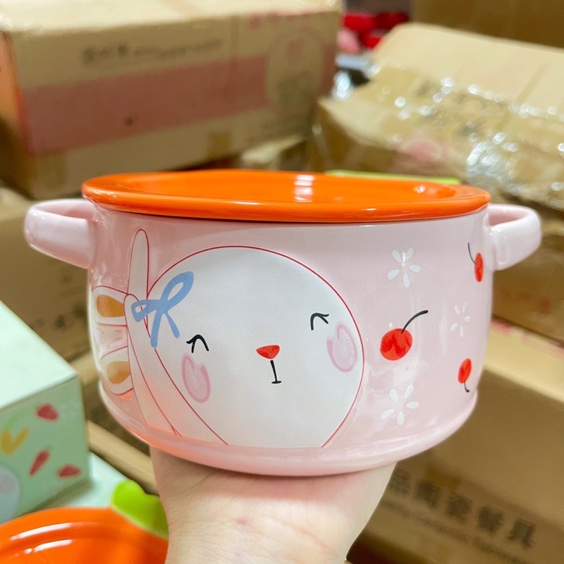 Bát ăn cơm Bát chè Đĩa sứ chén dĩa sứ dễ thương cute Decor Âu Thố thổ nắp sứ siêu nét siêu đẹp