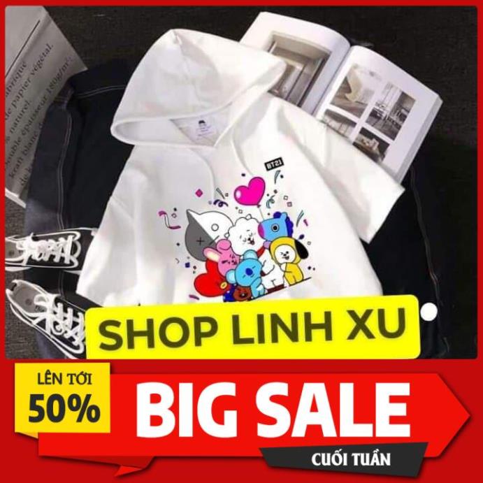 Áo BT21 🎁 FREESHIP 🎁 Áo Hoodie BTS BT21 Tay Lỡ in hình theo yêu cầu ❕