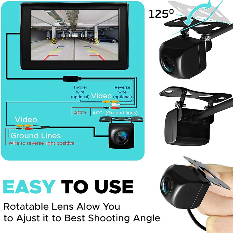 Camera Lùi AHD Len Mắt Cá góc rộng 170 độ, Camera De 1080p Cực Nét dành cho màn hình DVD Android