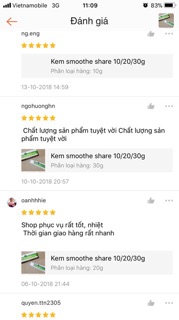 Kem smoothe 5/10/15/20/25g trị thâm