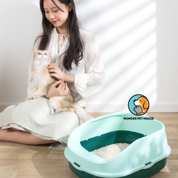 Khay cát, khay vệ sinh cho mèo nhựa cao cấp màu cực xinh xắn - Khay vệ sinh giá rẻ tặng kèm xẻng xúc phân cho mèo