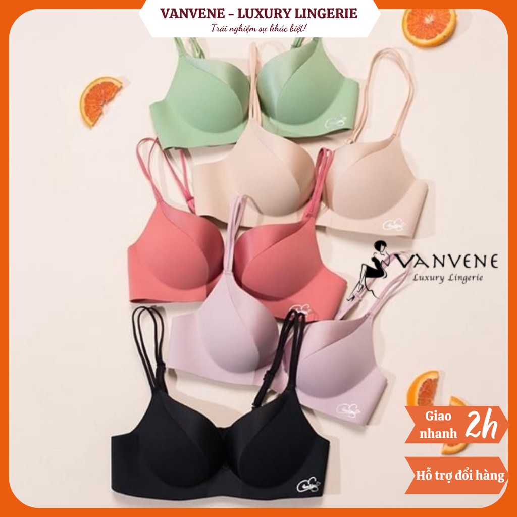 Áo Lót Su Đúc Không Gọng Vanvene Đệm Dày Siêu Nâng Ngực Tạp Khe Phối Lụa Sang Trọng Đai Bản To Chống Hằn Mỡ Lưng A012