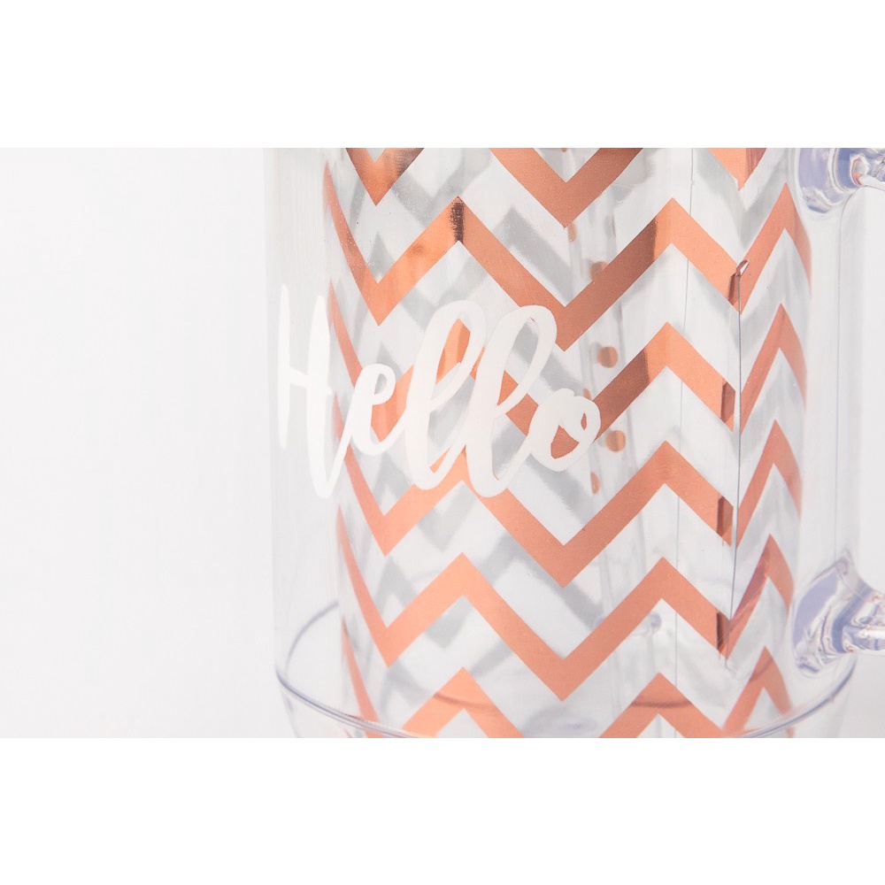 Cốc Uống Nước ARTBOX Hàn Quốc Có Nắp Đậy Và Ống Hút Họa Tiết Zigzag Rose Gold Lấp Lánh