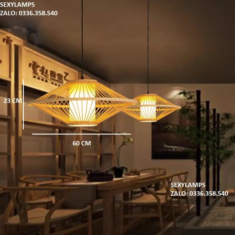 ĐÈN THẢ MÂY TRE ĐAN HÌNH QUẢ TRÁM