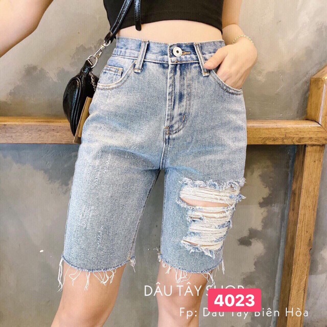 [ Mã FAXANH55 giảm 10K đơn 50K] Quần Jean Ngố Nữ Rách 🌞