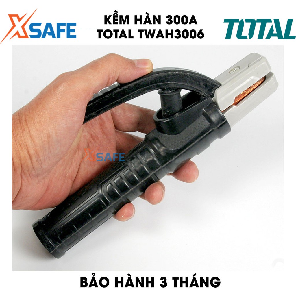 Kềm hàn 300A TOTAL TWAH3006 kiểu dáng mới Kềm hàn dòng điện định mức 300A, phù hợp sử dụng cho máy hàn MMA của Total