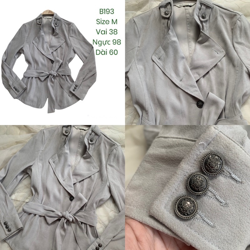Áo măng tô nữ B193 size M dáng ngắn chất da lộn mỏng 2hand Hàn si tuyển ảnh thật