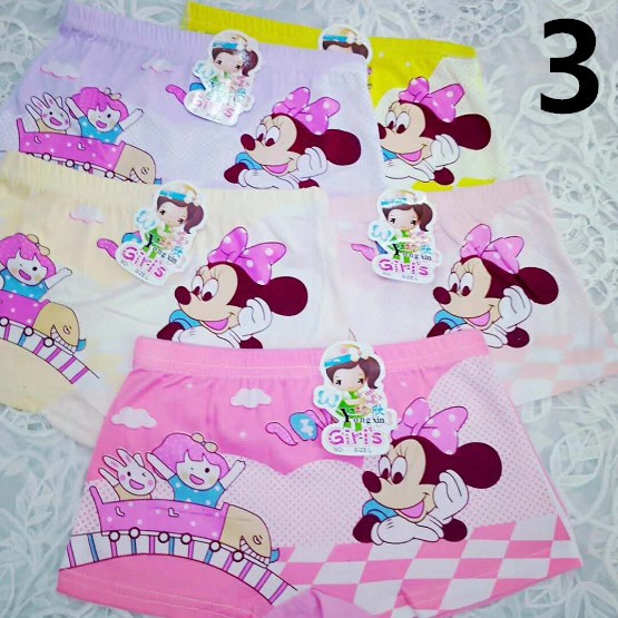 4 cái Hộp Phim Hoạt Hình Cô Gái Đồ Lót Bông Chidren Đồ Lót Chuột Minnie In Ấn Quần Lót Trẻ Em Quần Lót Ngắn Cô Gái Quần Lót