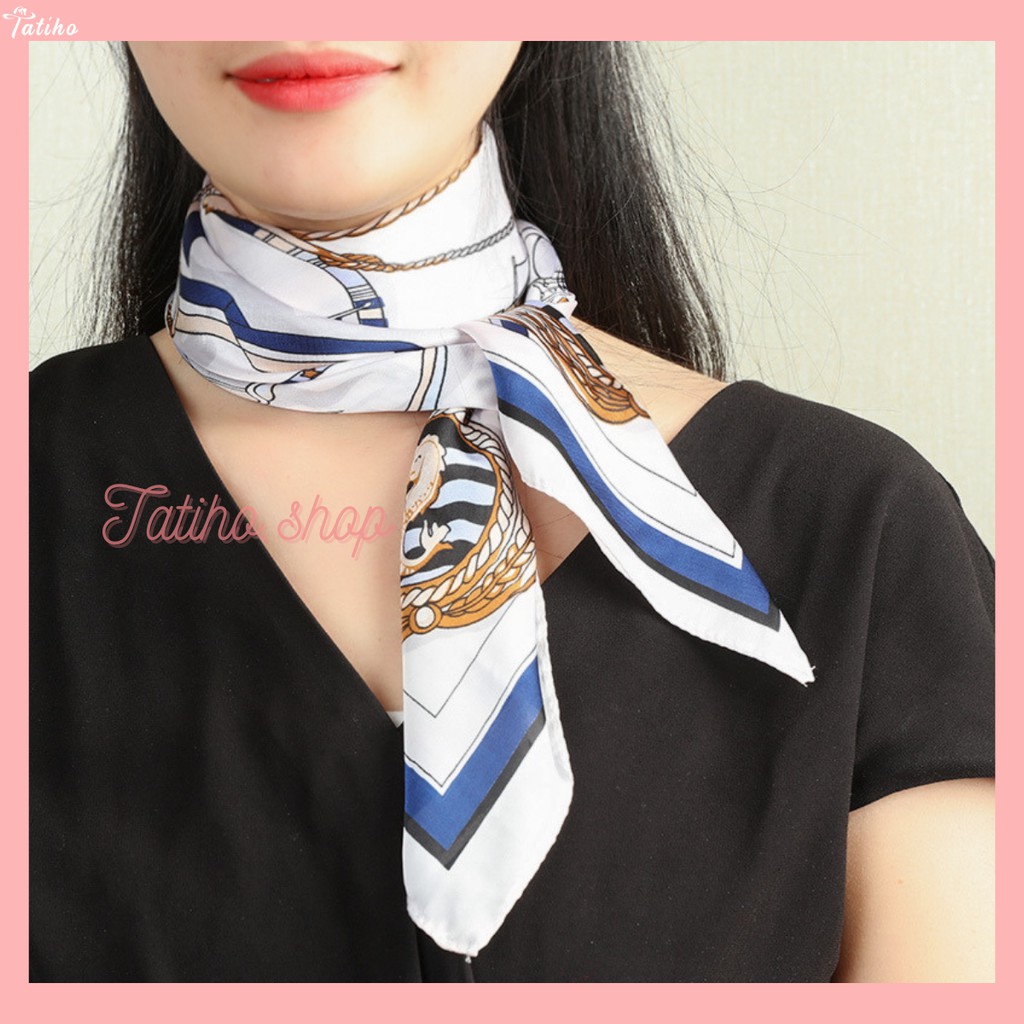 [Hàng Xịn, Giá Tốt] Khăn Lụa Vuông Làm AóCao Cấp Họa Tiết Thuyền Buồm - Chất Liệu Lụa Chiffon - Mã KL038