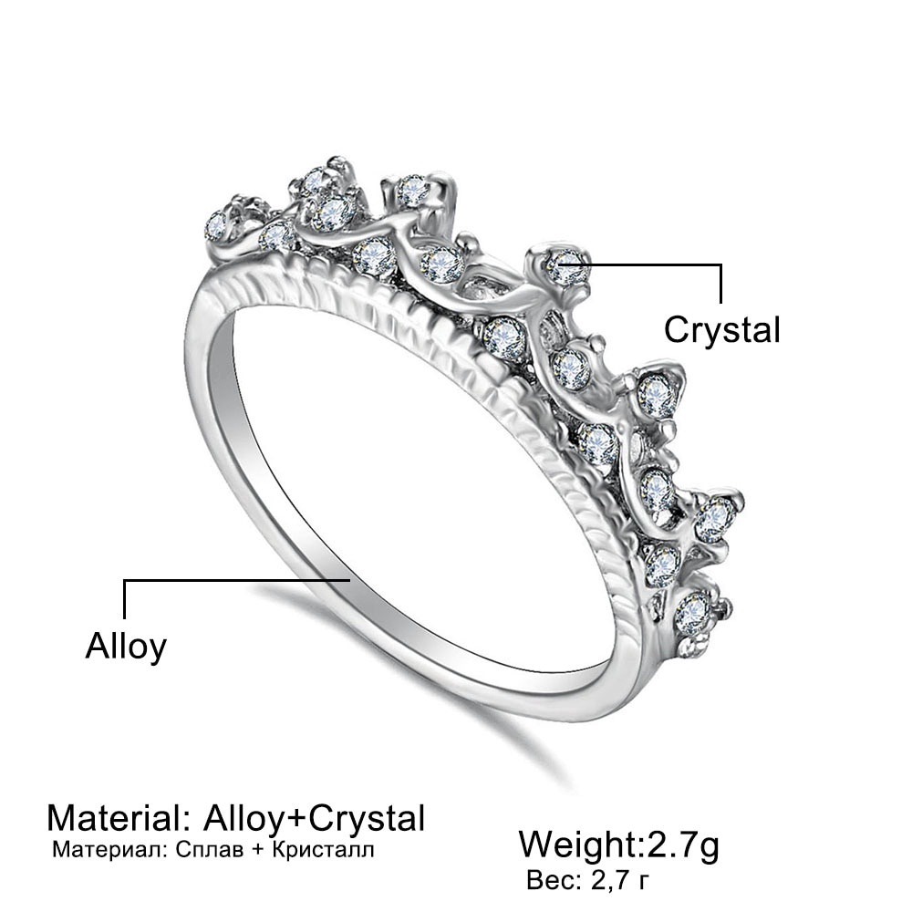 Nhẫn Ahellogirl thời trang Hàn Quốc đính đá zircon hình vương miện