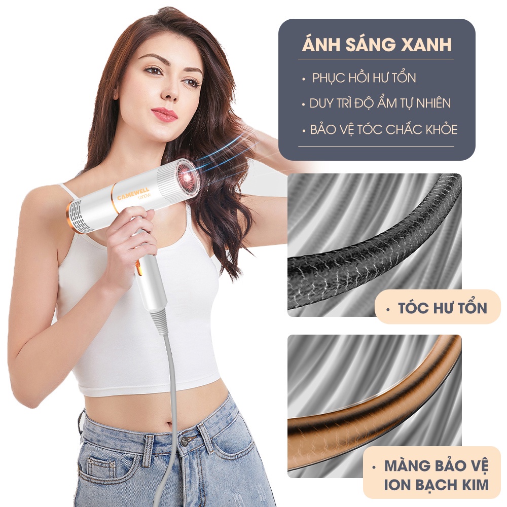 Máy sấy tóc mini công suất lớn 1200W tạo kiểu tóc chuyên nghiệp 2 chiều nóng lạnh V02 Nhìn như búa ấy.