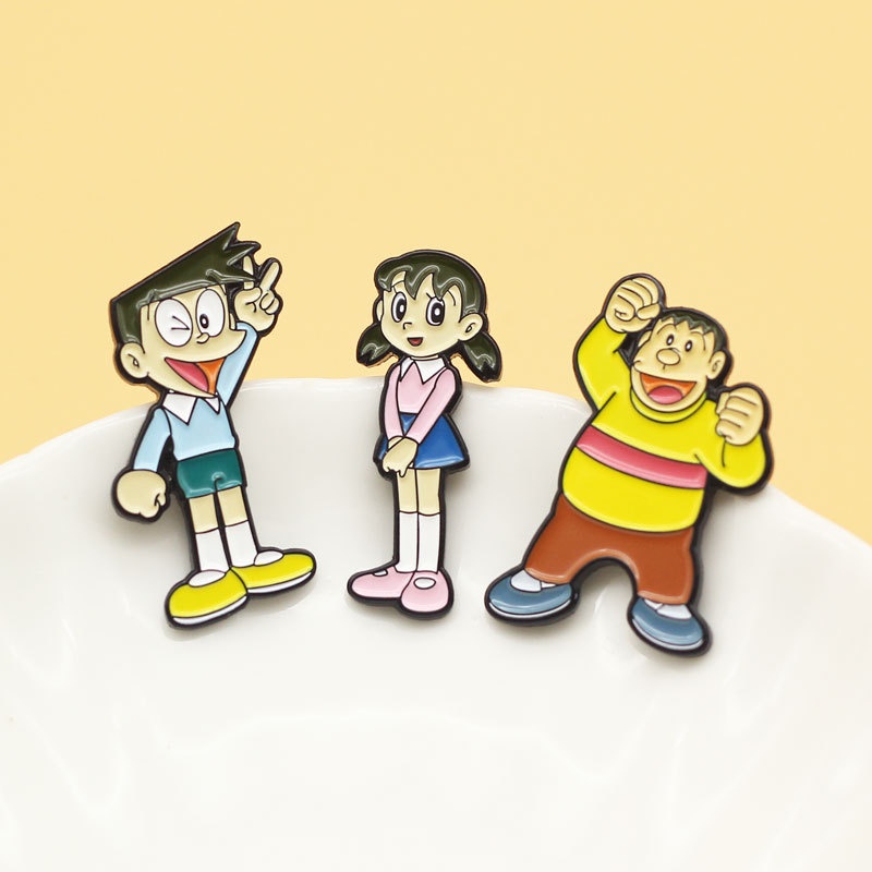 Pin cài áo Doraemon mèo máy thông minh nhân vật Doraemon Dorami Nobita Shizuka Jaian Suneo - GC111