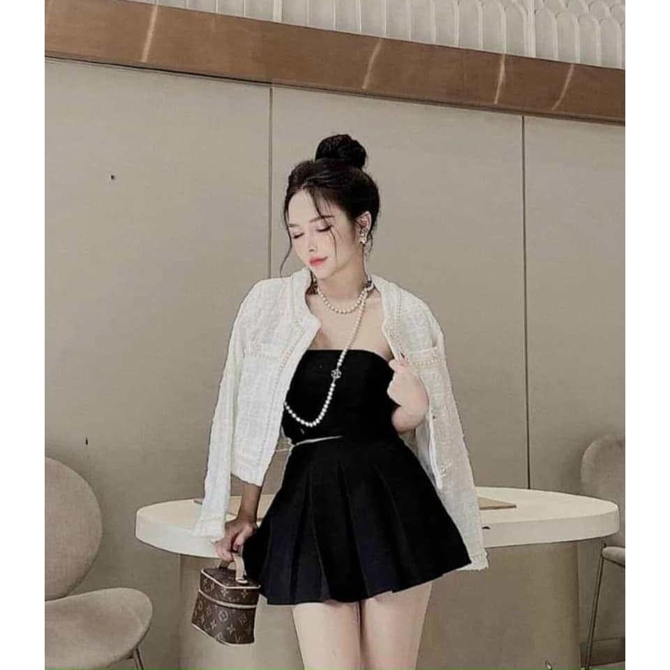 Áo Khoác Dạ Tweed Viền  Ngọc Cực Sang 💖FREESHIP💖 - Áo Khoác Dạ Form Croptop  Cho Các Nàng