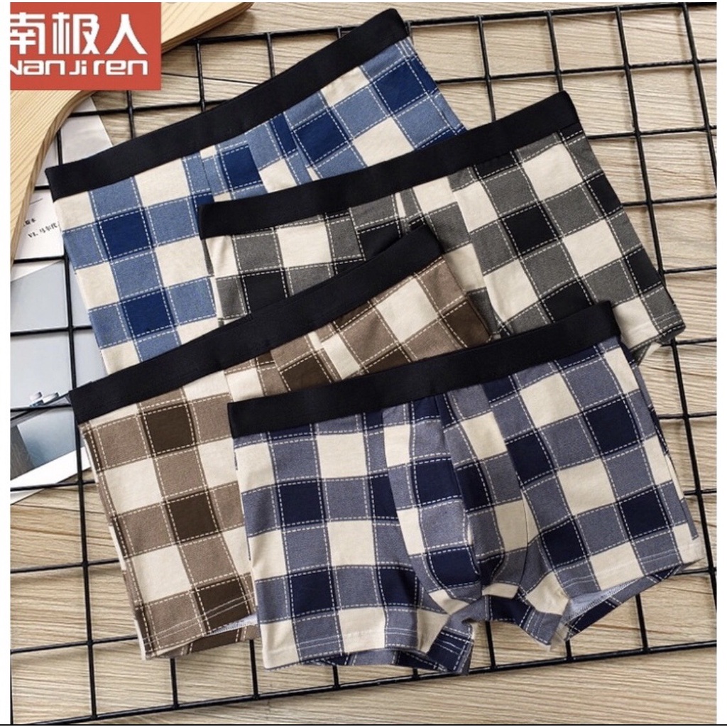 Combo hộp 4 quần sịp nam họa tiết kẻ đơn giản, Quần Lót Nam Hàng Chất Lượng Cao Cấp - 𝑴𝒆𝒏𝒍𝒚 𝑺𝒉𝒐𝒑