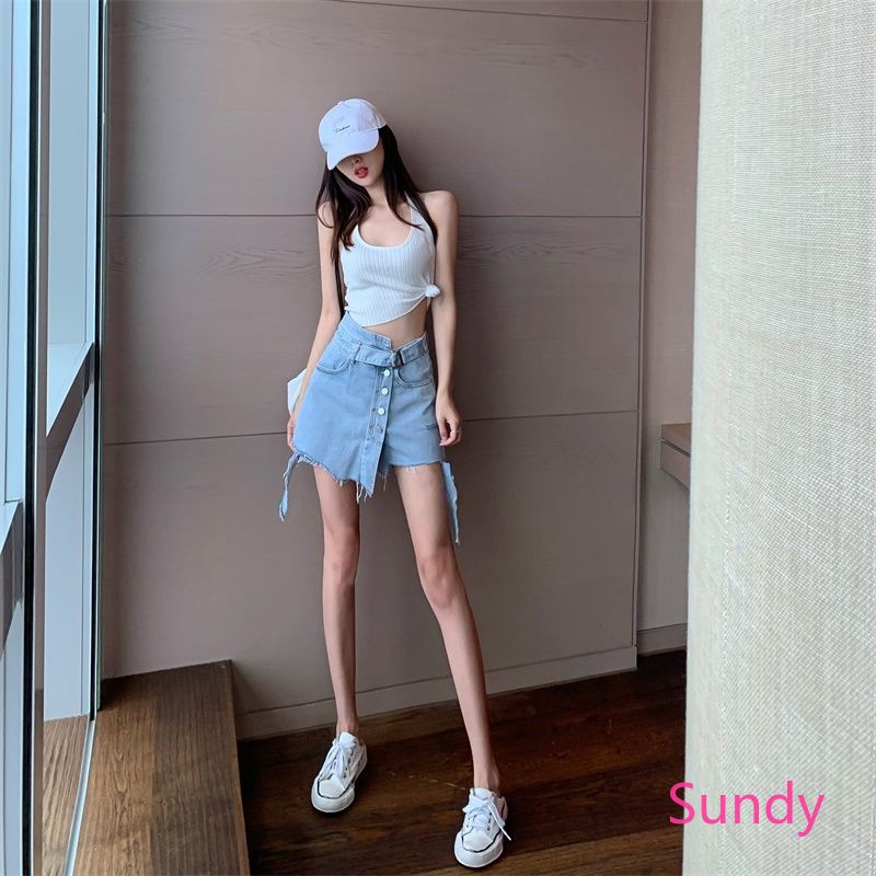 Quần Short Lưng Cao Dáng Rộng Thiết Kế Độc Đáo Thời Trang Hè Cá Tính Cho Nữ