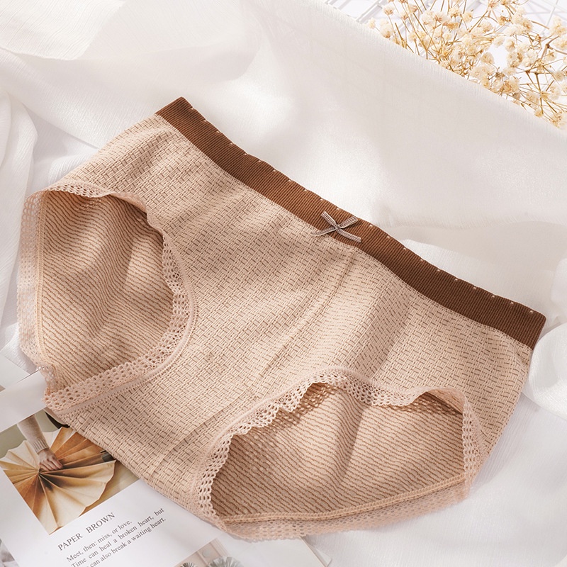Set 3 Quần lót nữ VIỀN NÂU cotton mềm mịn, thông hơi ( M-3313)