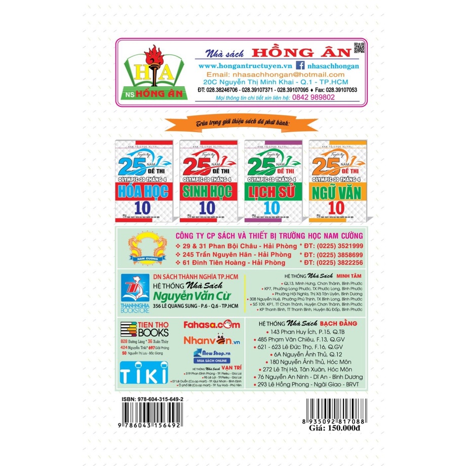 SÁCH - Tuyển tập 25 năm đề thi Olympic 30 tháng 4 Địa Lí 10