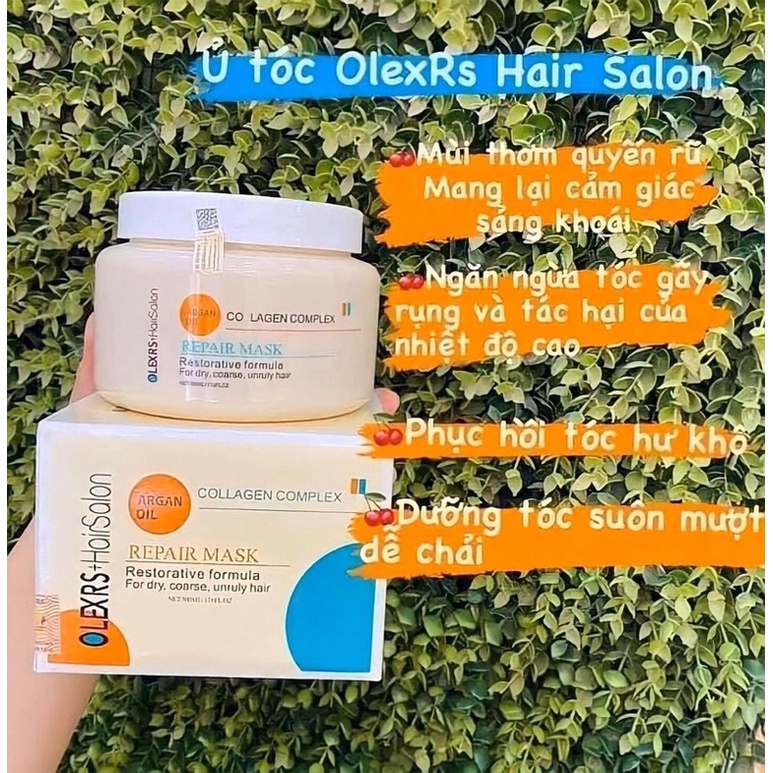 Kem hấp ủ phục hồi tóc hư tổn, tóc nát, hương thơm quyến rũ OLEXRS Argan Oil Collagen Complex 500ml | Wings Shop