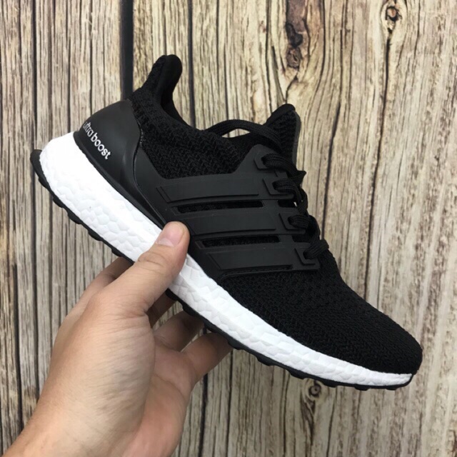 Giày thể thao sneaker giày học sinh Ultraboost 4.0 đen đế trắng cá tính