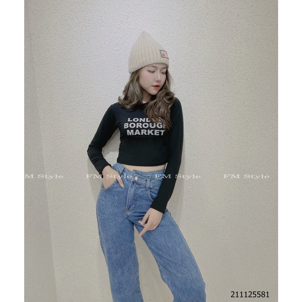 Quần jean nữ FM Style lưng cao ống suông trơn tôn dáng phong cách hàn quốc ulzzang 211125581