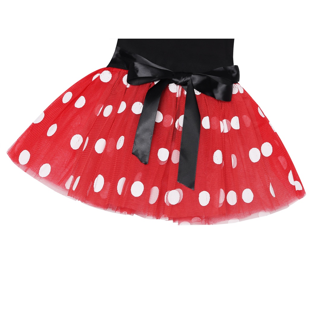 Đầm Công Chúa Họa Tiết Chấm Bi Hoạt Hình Dễ Thương Cho Bé Gái