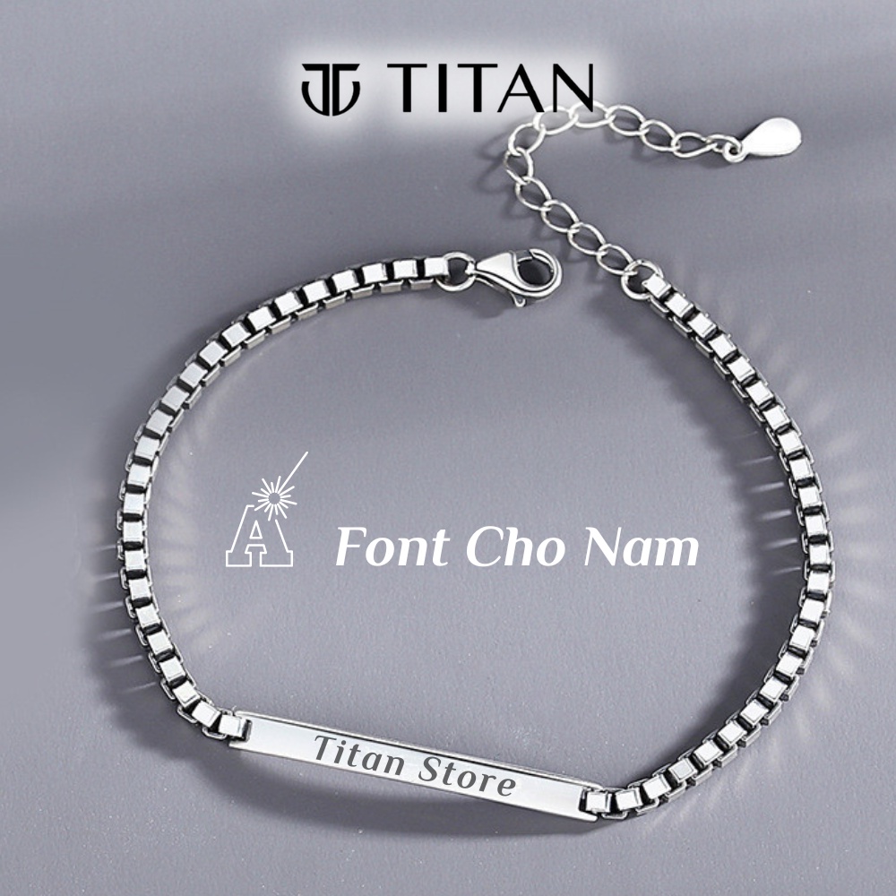 Vòng tay đôi nam nữ Khắc Tên theo yêu cầu, lắc tay vuông quà tặng tình yêu màu bạc 925 không gỉ couple unisex Titan