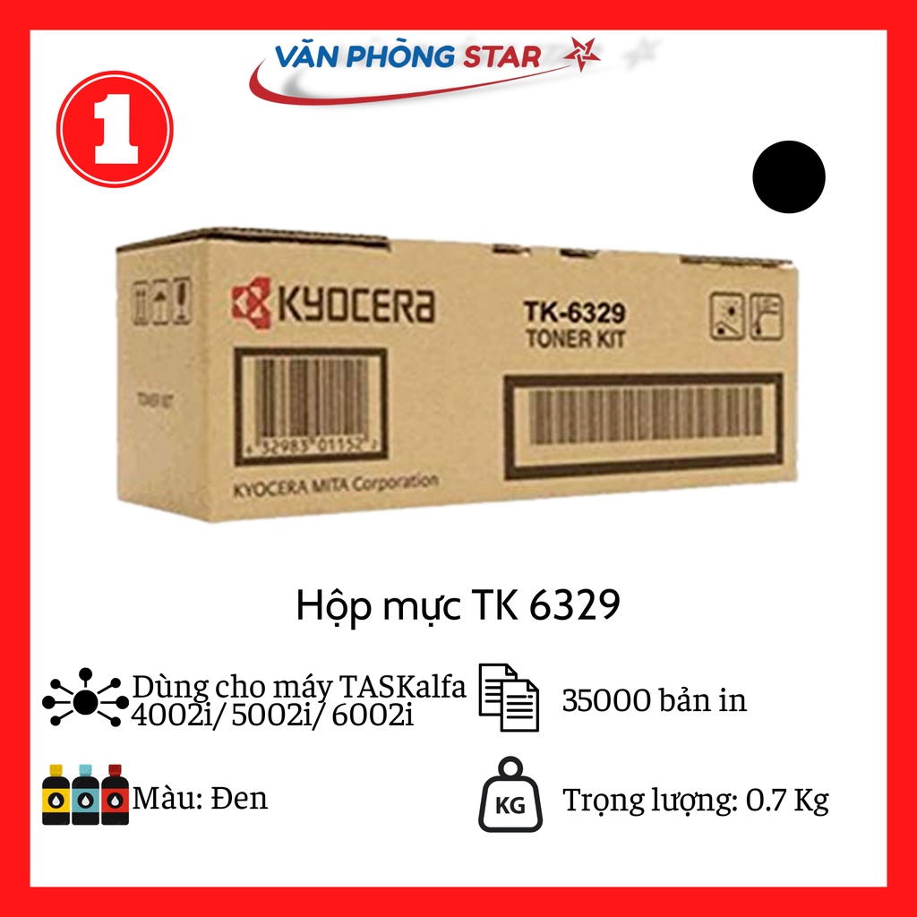 Hộp mực TK 6329 dùng cho máy Photocopy Kyocera TASKalfa 4002i/ 5002i/ 6002i -