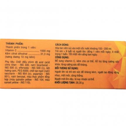 &lt;CHÍNH HÃNG&gt; VIÊN SỦI BOCALEX ZINC - TUÝP 10 VIÊN - BỔ SUNG VITAMIN C &amp; KẼM, HỖ TRỢ TĂNG SỨC ĐỀ KHÁNG - DƯỢC HẬU GIANG