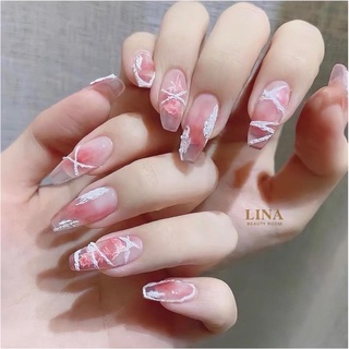 Móng úp, nailbox thiết kế loang hồng hoa lụa tiểu thư