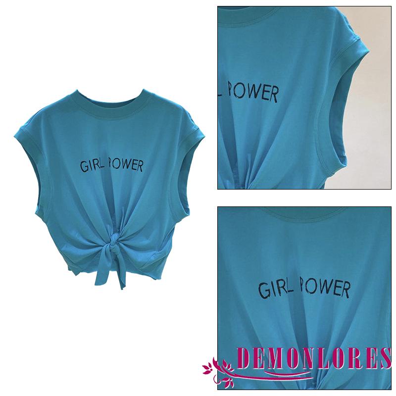 Áo Croptop Sát Nách Cổ Tròn Dáng Rộng In Chữ Thời Trang Mùa Hè Cho Nữ