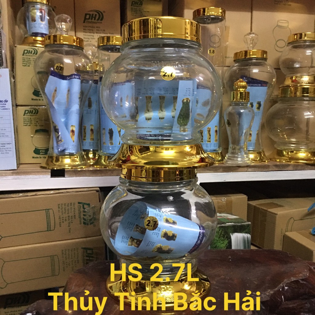 Bình Thủy Tinh Ngâm Rượu SX Tại Việt Nam HS-2.7 Lít - Thủy Tinh Bắc Hải