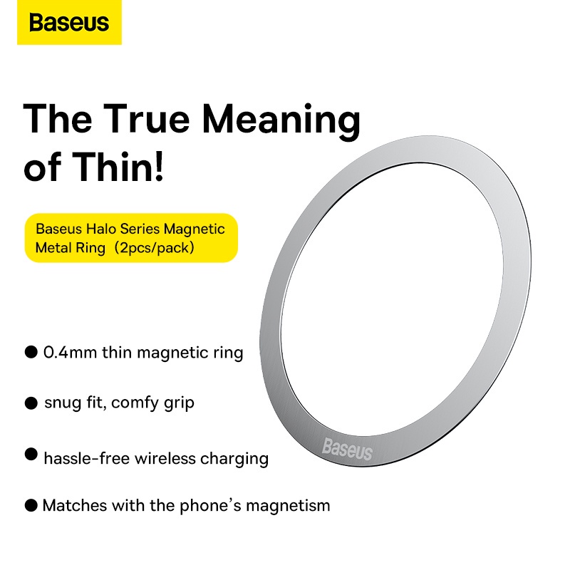 Iring vòng kim loại Baseus hỗ trợ tăng lực hút nam châm cho đế sạc từ tính dùng cho iphone X XS MAX XR 11 12 ...
