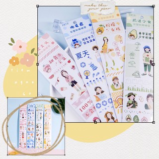 HÌNH DÁN STICKER TẤM DÀI COLOR CUTE GIRL  - Tiệm Ngựa Gỗ