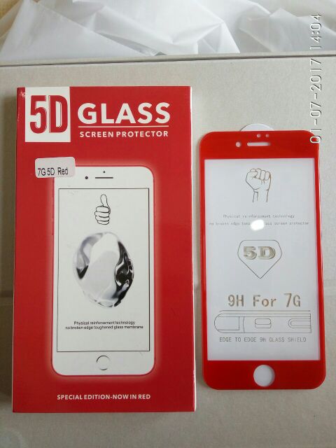 Dán kính cường lực 5D full màn hình iPhone 7plus trắng,đen,đỏ