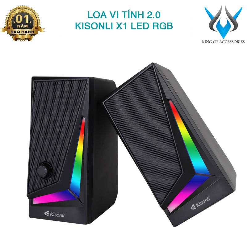 Loa vi tính 2.0 Kisonli X1 led RGB âm thanh cực hay - thiết kế hiện đại (đen) Phụ kiện 1986
