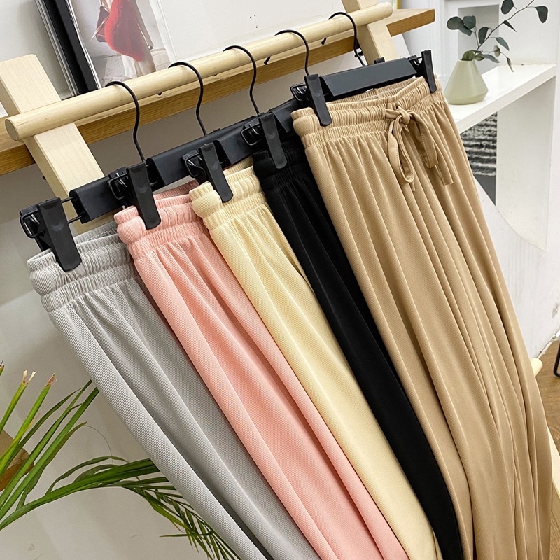 Quần ống rộng nữ thun tăm hack dáng siêu mát