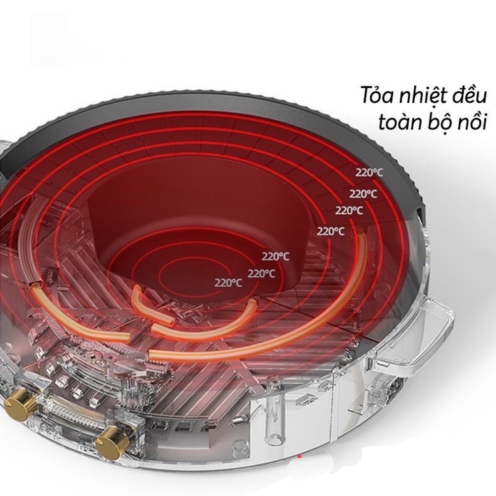 Nồi lẩu nướng không khói Nineshield KB-518 nấu được 2 món cùng lúc