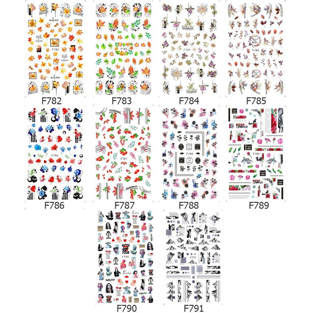 OCEANMAP Miếng Dán Trang Trí Móng Tay Họa Tiết Lá Phong Thời Trang