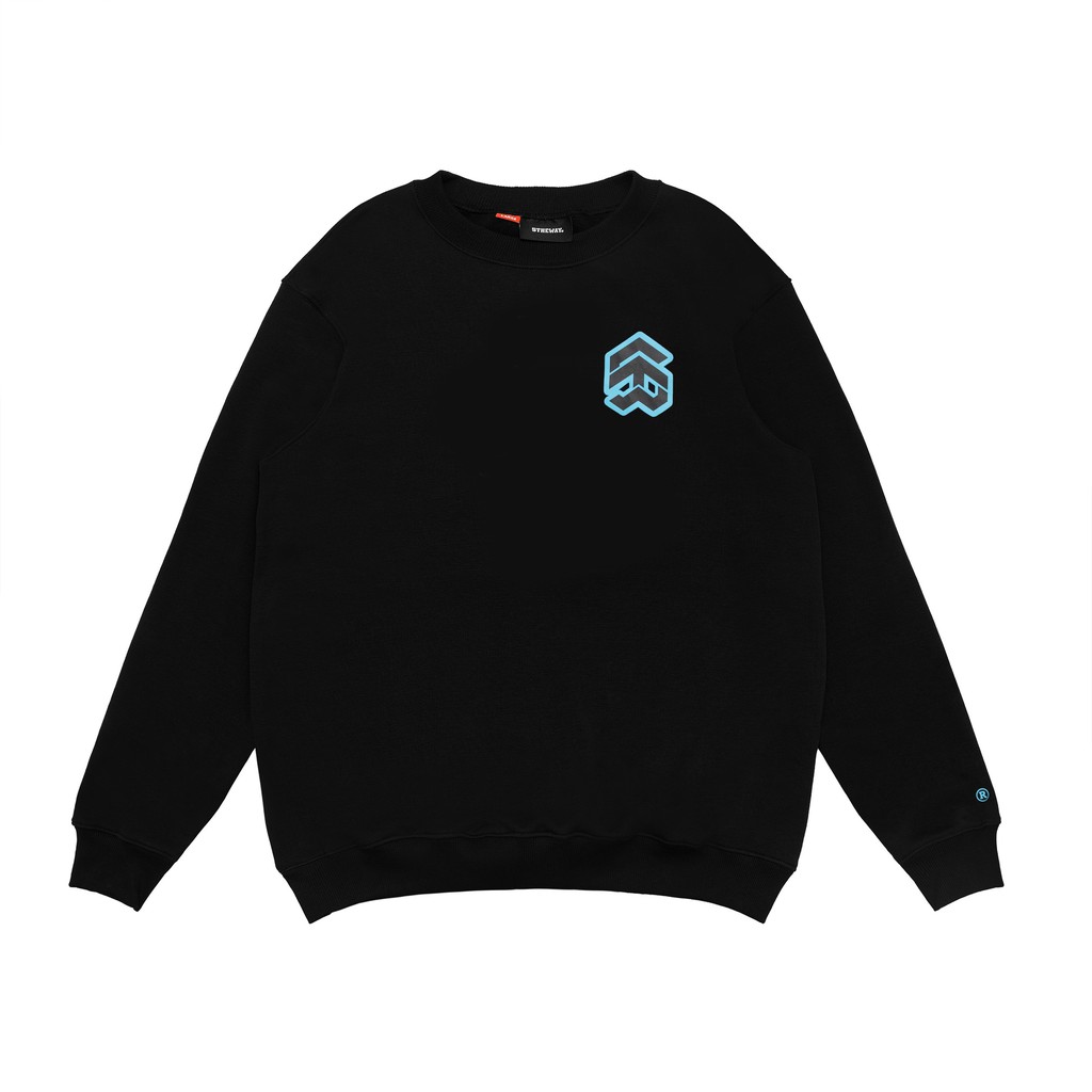 5THEWAY® /stroke/ BIG LOGO SQUARE SWEATER™ in BLACK aka Áo Nỉ Tay Dài Đen