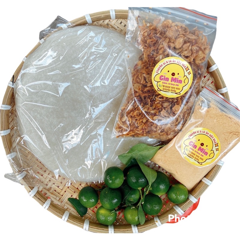 COMBO 500G BÁNH TRÁNG PHƠI SƯƠNG + 100G MUỐI NHUYỄN + 100G HÀNH PHI + TẮC