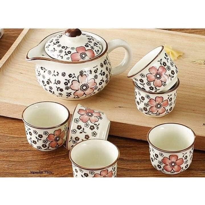 Bộ ấm chén pha trà hoa đào Nhật