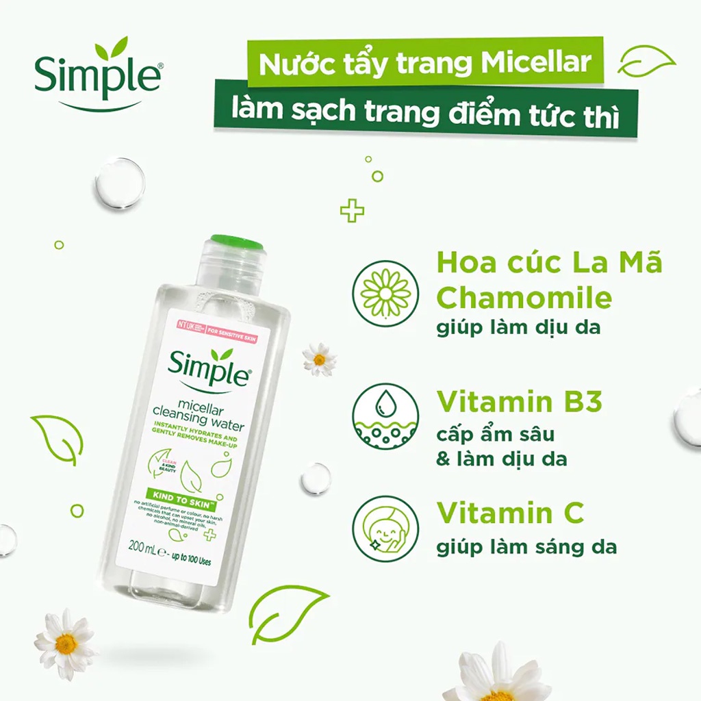 Nước Tẩy Trang Simple Micellar Cleansing Water 200Ml - HKT Shop