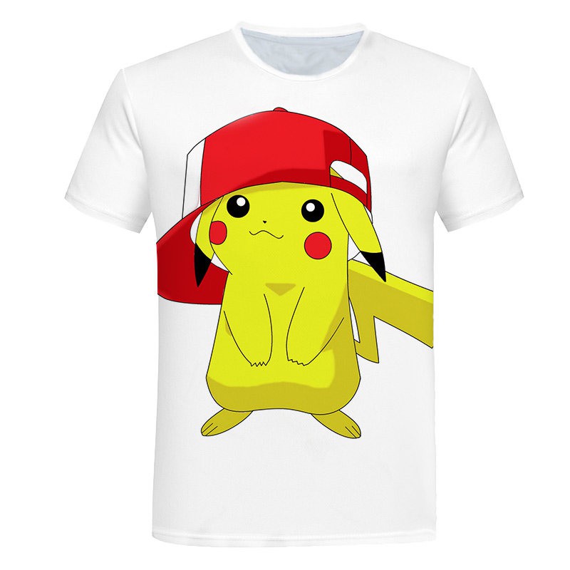 Áo thun HUQISHA họa tiết hoạt hình Pokemon thời trang dành cho nam