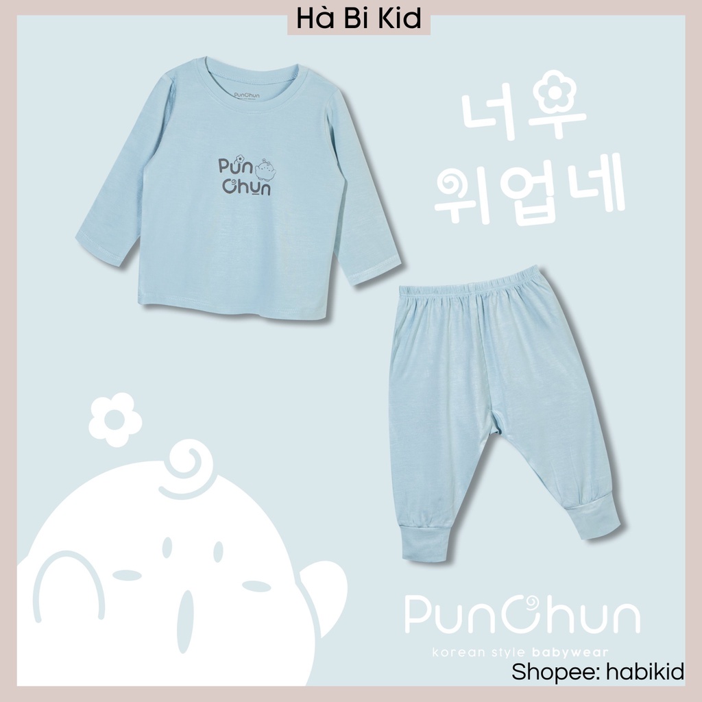 Bộ quần áo dài tay Punchun Chaang cotton cao cấp trẻ em cho bé trai bé gái