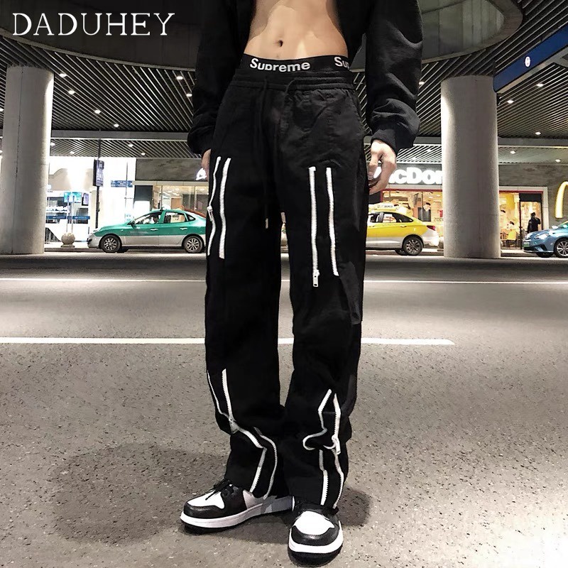 DaDuHey Men's Autumn Trendy Korean Wild Loose Track Pants Ins High Street Fashion Zipper Casual Pants
